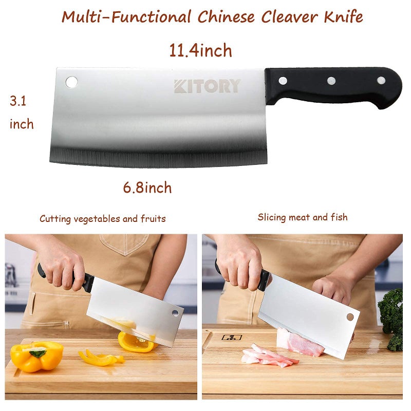 Kitory Cleaver Knife - German Steel Chopper Slicer - Super Sharp Full Tang Chinese Chef's Knife, Kitchen 2023 Gifts For Women and Men - Image 2